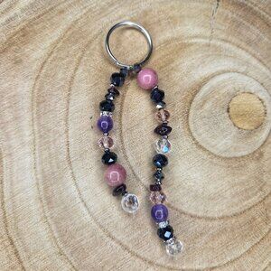 Gemstone keychain - Rhodonite, Amethyst, Garnet